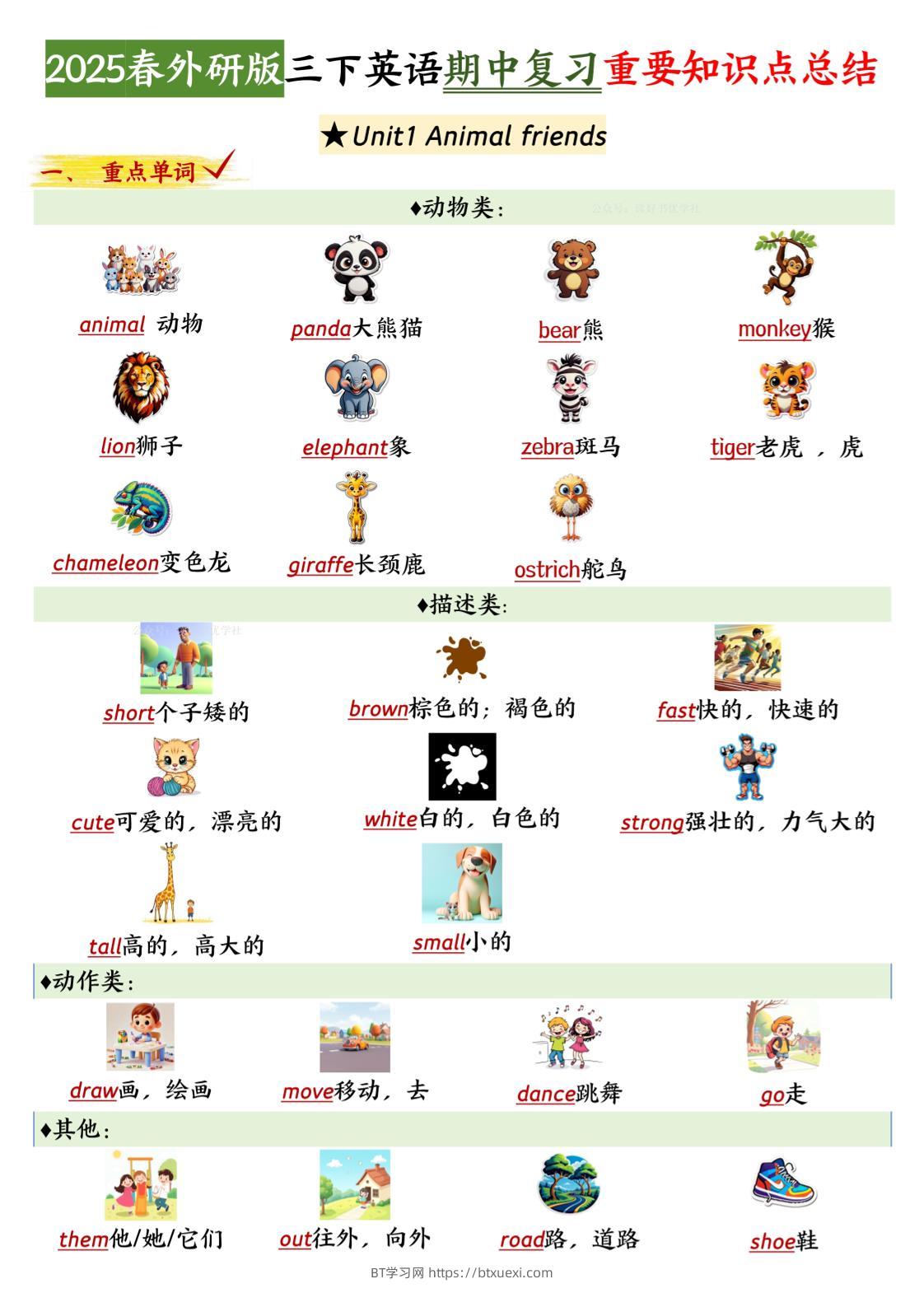 三下英语外研期中知识清单2-BT学习网