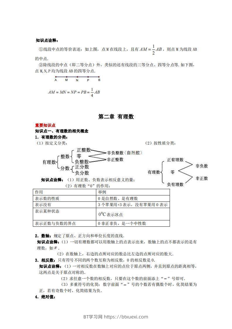 图片[3]-青岛版七年级上册数学知识点汇总-BT学习网