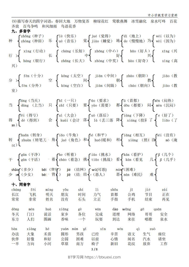 图片[3]-一年级语文下册复习资料(全面、经典)-BT学习网