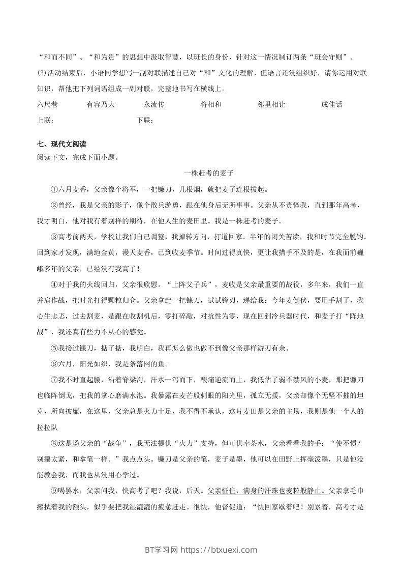 图片[3]-2022-2023学年河南省洛阳市嵩县八年级下学期期末语文试题及答案(Word版)-BT学习网