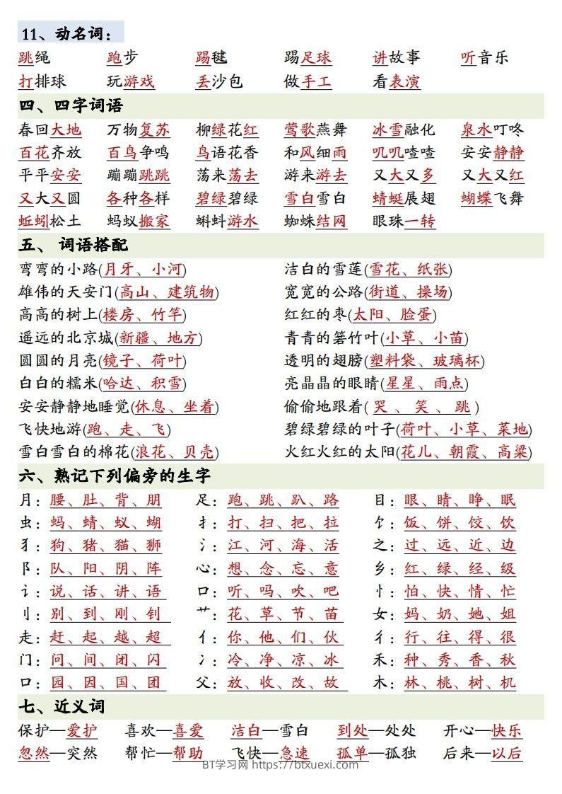 图片[3]-1.27一年级下册语文全册重点知识预习汇总-BT学习网