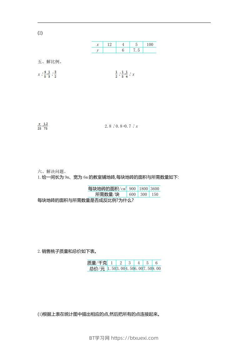 图片[2]-六下苏教版数学第六单元测试卷-1-BT学习网