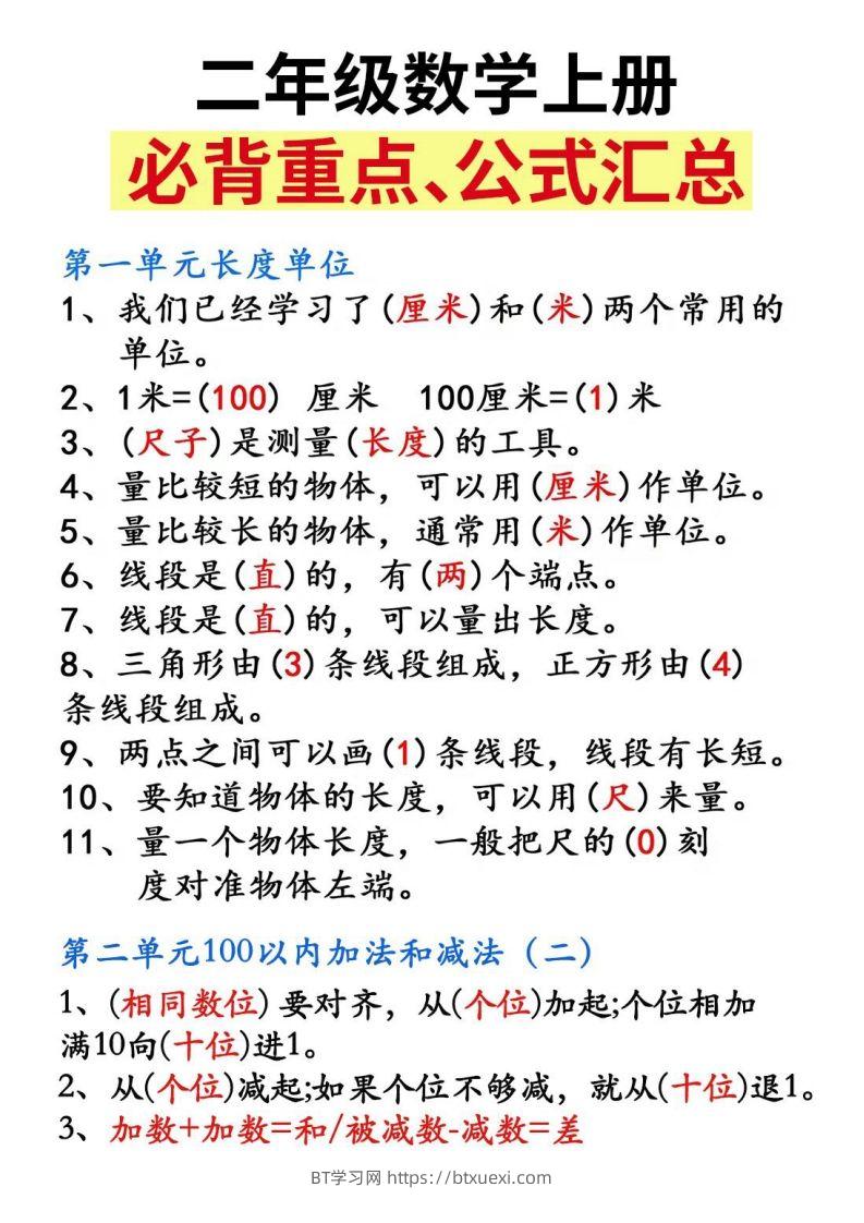 二上数学必背重点知识汇总精编人教版-BT学习网