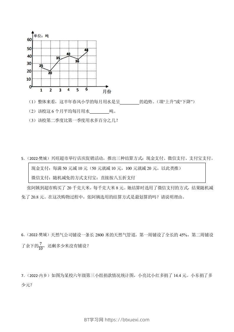 图片[2]-小升初真题汇编：百分数应用题（专项训练）-小学数学六年级下册青岛63版-BT学习网