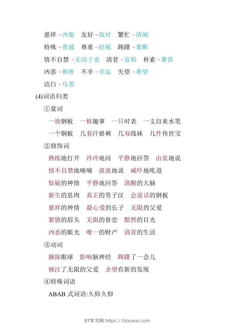 图片[3]-五年级语文下册03.第四单元知识小结（部编版）-BT学习网