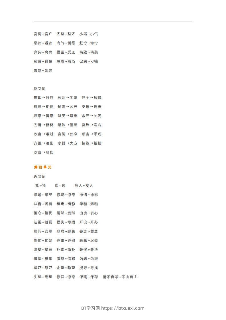 图片[2]-五年级语文下册近义词反义词汇总（部编版）-BT学习网