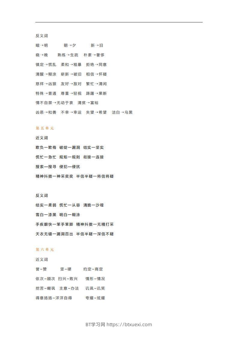 图片[3]-五年级语文下册近义词反义词汇总（部编版）-BT学习网