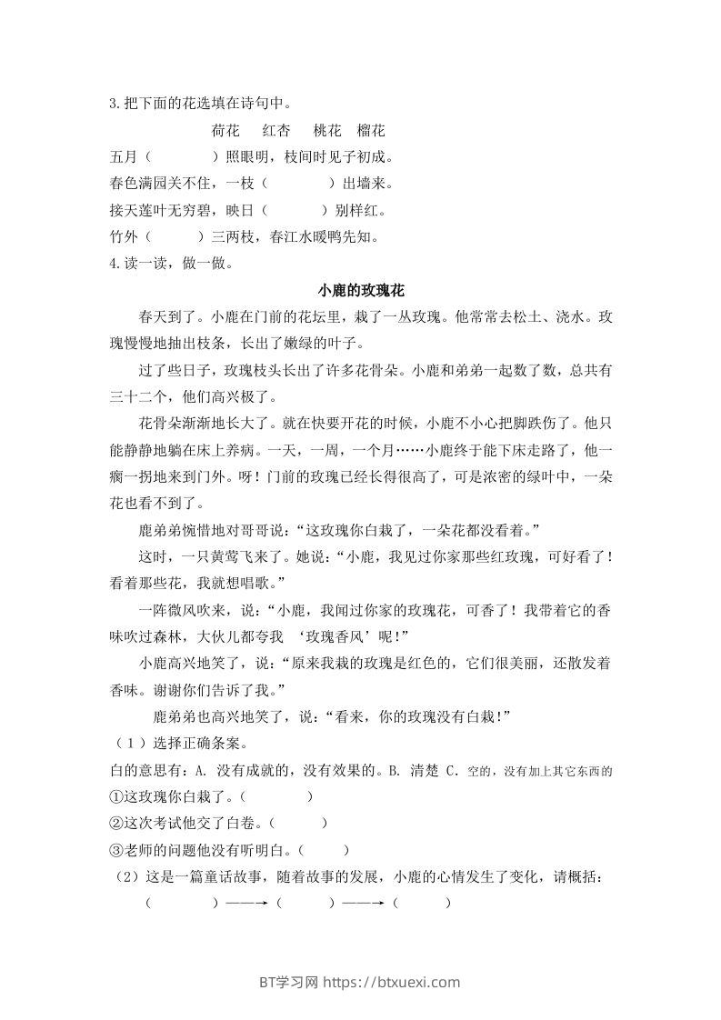 图片[2]-二下语文：第三课时练-BT学习网