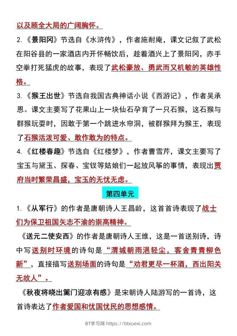 图片[2]-五年级下册语文全册1-8单元精编考点归纳-BT学习网
