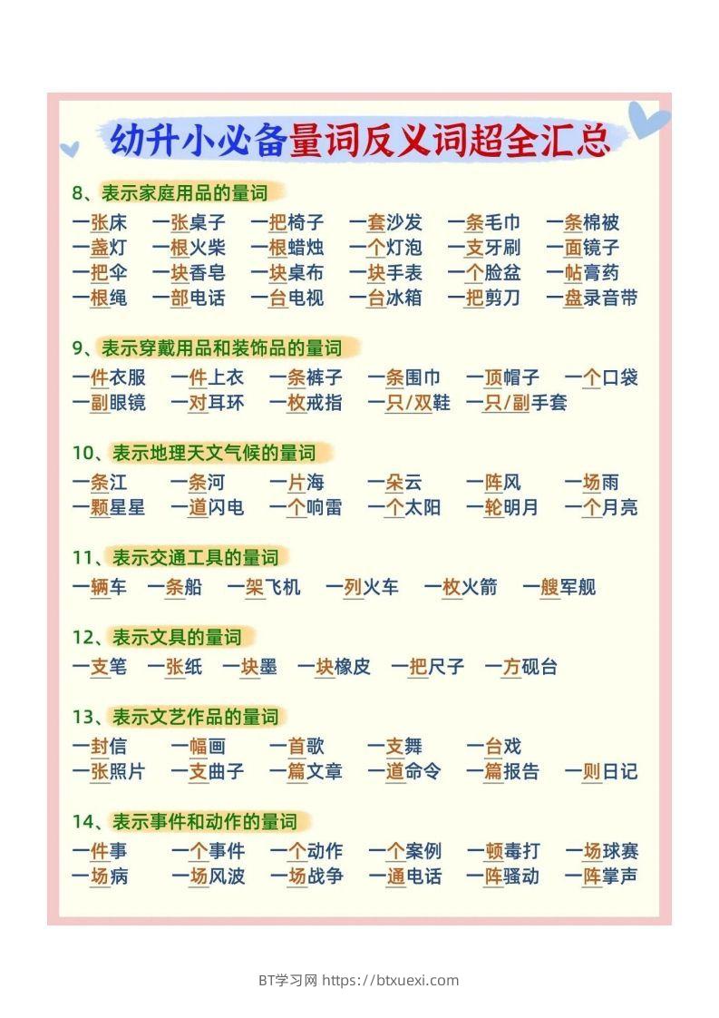 图片[2]-幼小衔接必备量词反义词汇总-BT学习网