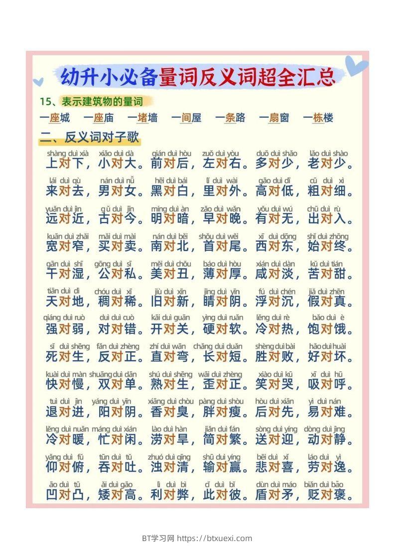 图片[3]-幼小衔接必备量词反义词汇总-BT学习网