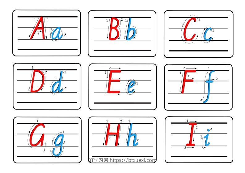 图片[2]-【控笔】字母描红+笔顺彩色款-BT学习网
