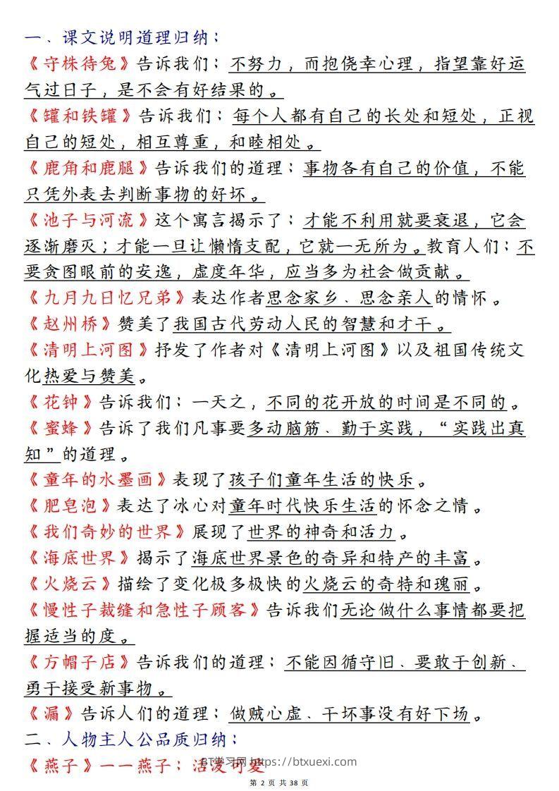 图片[2]-期末复习重点知识汇总三下语文-BT学习网