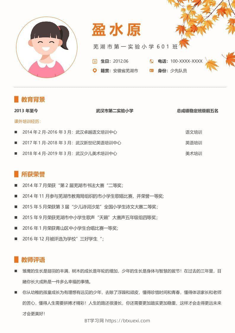 图片[2]-多页-小升初简历87-BT学习网