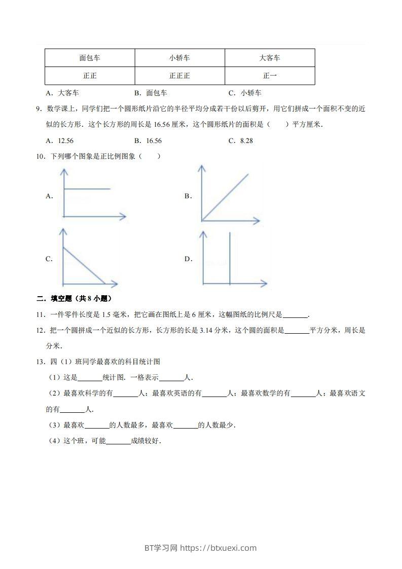 图片[2]-五下青岛版数学期末真题卷4（54制）-BT学习网
