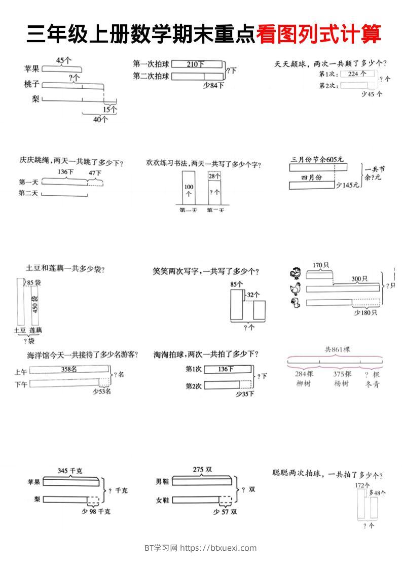 三上数学看图列式-BT学习网