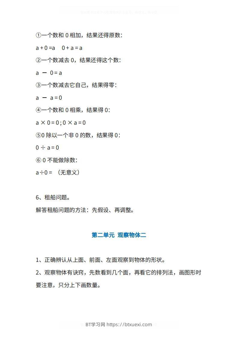 图片[3]-人教版4年级数学下册知识点1-4单元-BT学习网