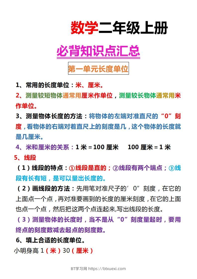 【人教版】二上数学重点知识点汇总预习-BT学习网