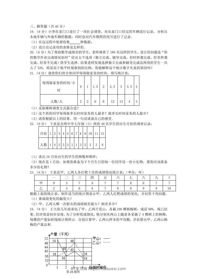 图片[3]-七年级下册数学第十章试卷及答案人教版(Word版)-BT学习网