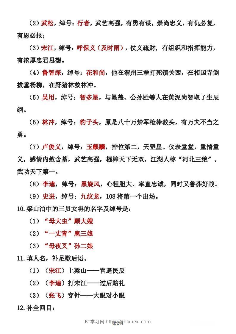 图片[2]-四大名著知识点汇总之《水浒传》-BT学习网