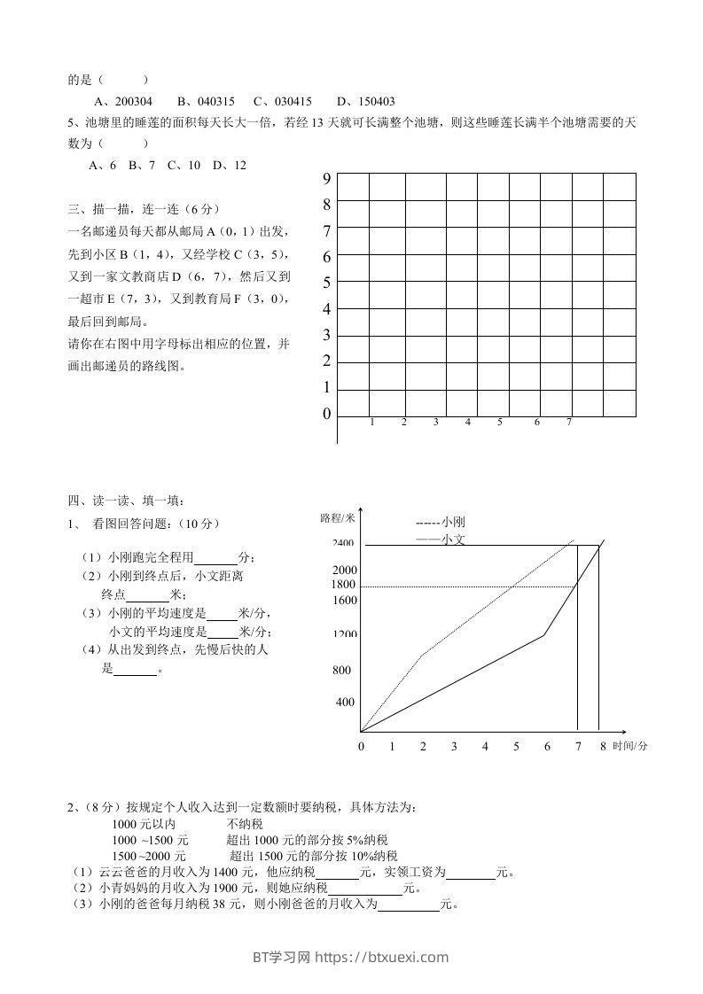 图片[2]-六下数学名校期末测试卷（03）含答案人教版-BT学习网