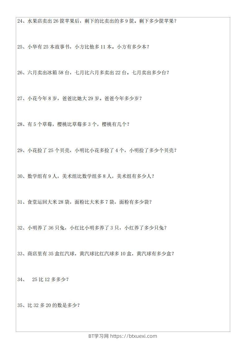 图片[3]-1年级数学应用题大全(含答案).doc-BT学习网