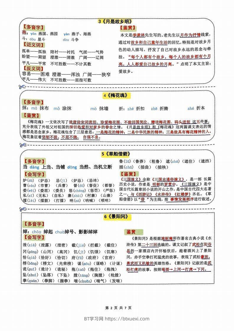 图片[2]-【课课贴】五年级下册语文彩色一课一贴7页-BT学习网