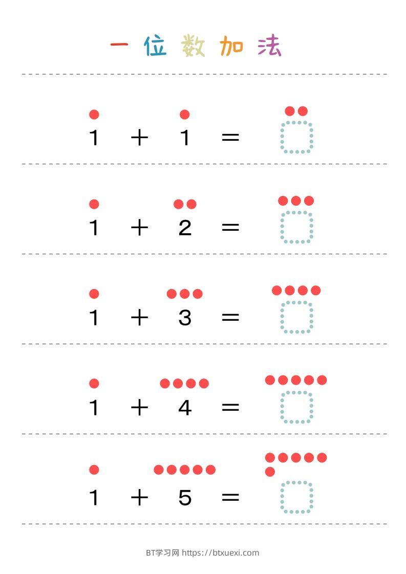 【数学】一位数加法-BT学习网