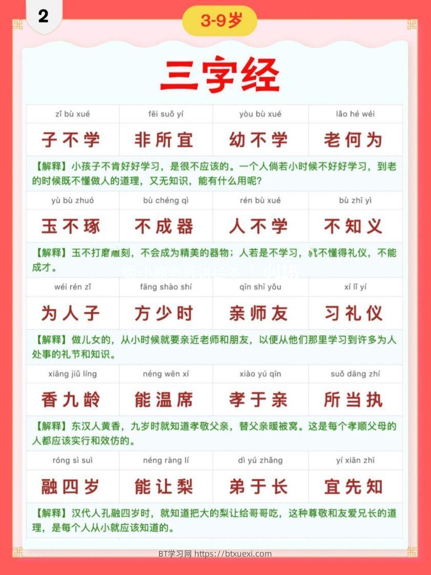 图片[2]-三字经｜彩色拼音＋注释版-BT学习网