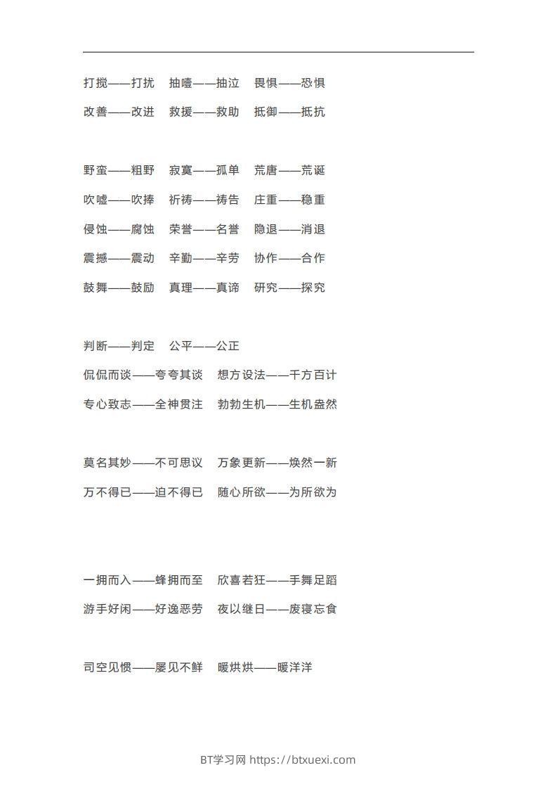 图片[2]-六年级语文下册近义词反义词汇总（部编版）-BT学习网