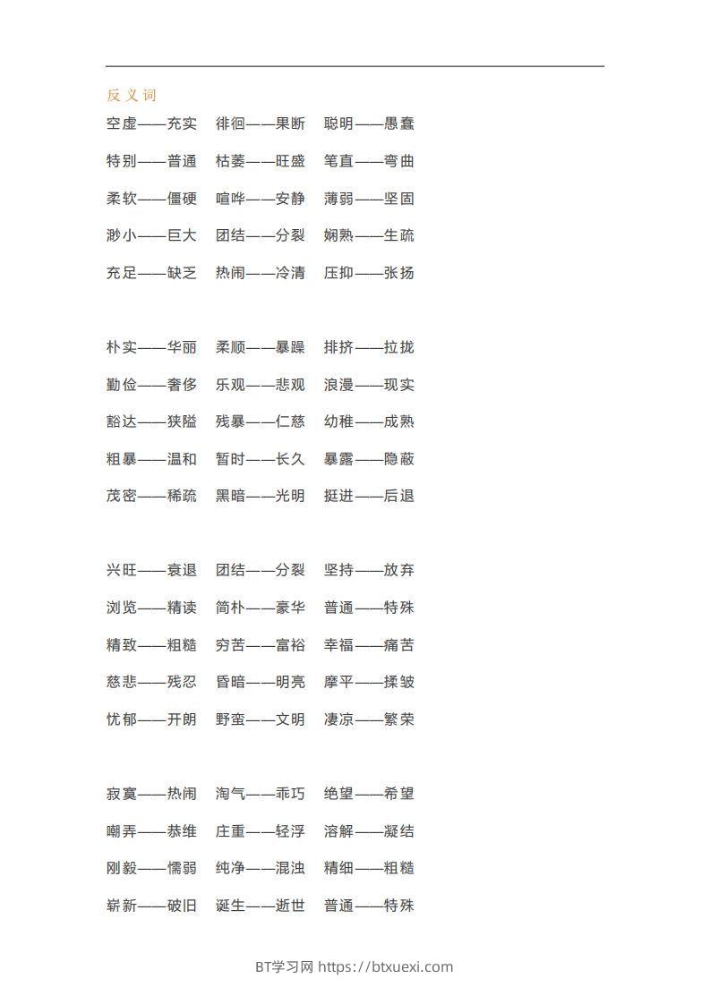 图片[3]-六年级语文下册近义词反义词汇总（部编版）-BT学习网