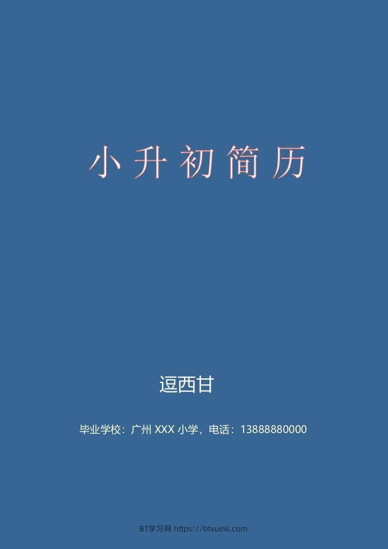 精选-小升初简历47-BT学习网