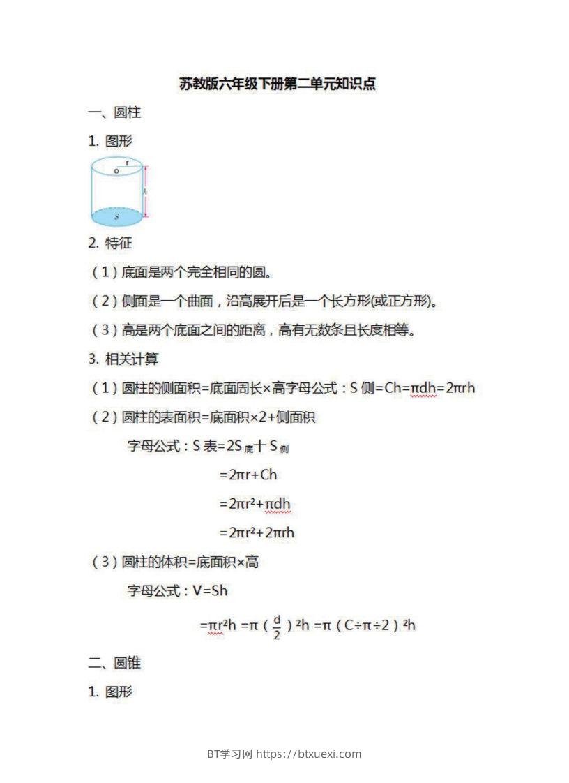 图片[2]-六年级下册数学苏教版知识要点汇总-BT学习网