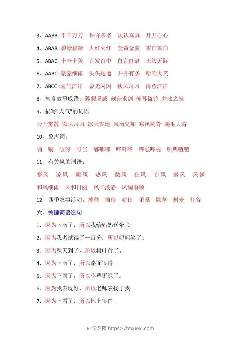 图片[3]-【全册重点知识汇总】二上语文-BT学习网