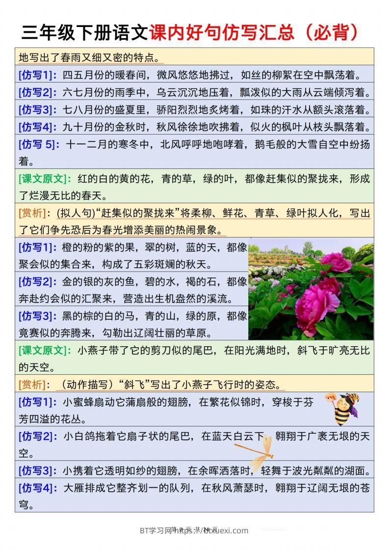 图片[2]-【仿写】三下语文课内好句仿写汇总（必背）24页-BT学习网