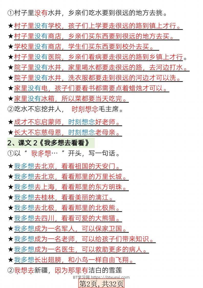 图片[2]-【句子专项】新版一年级语文下册常考必备句子专项(1)-BT学习网