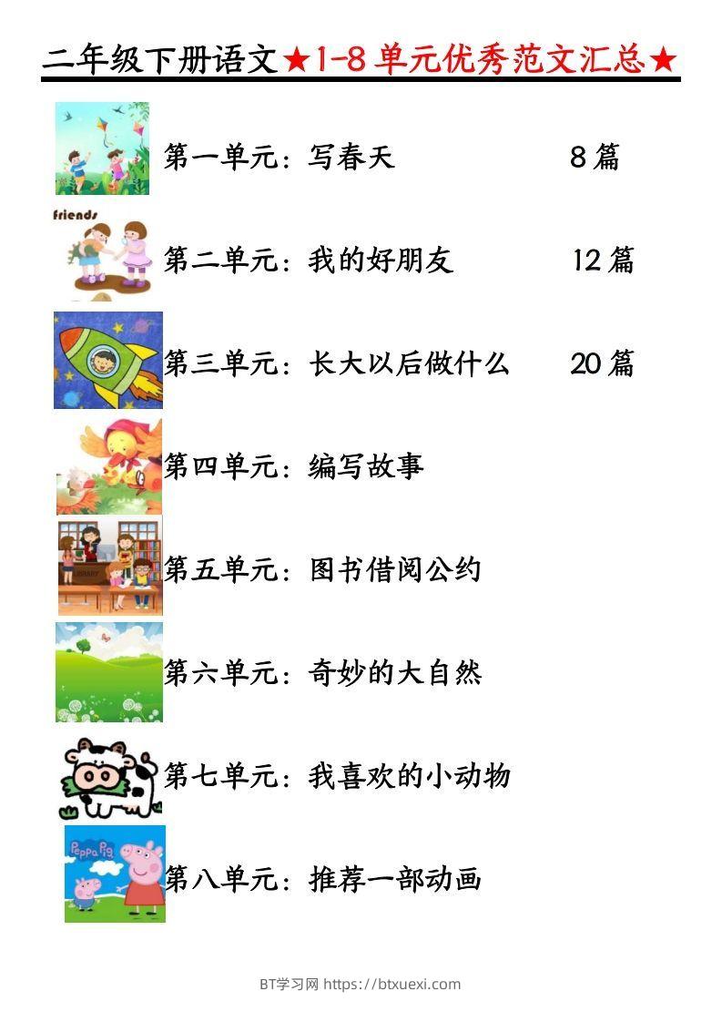 0319【语文】二下语文1-8单元看图写话（第1-2单元）-BT学习网