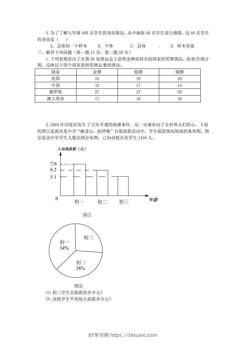 图片[2]-河南周口扶沟县七年级下册数学第十章第一节试卷及答案人教版(Word版)-BT学习网