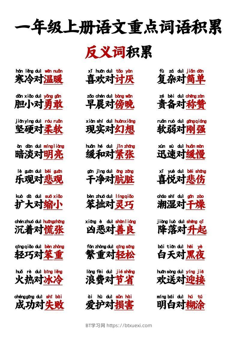 图片[3]-【反义词对子歌】一上语文-BT学习网