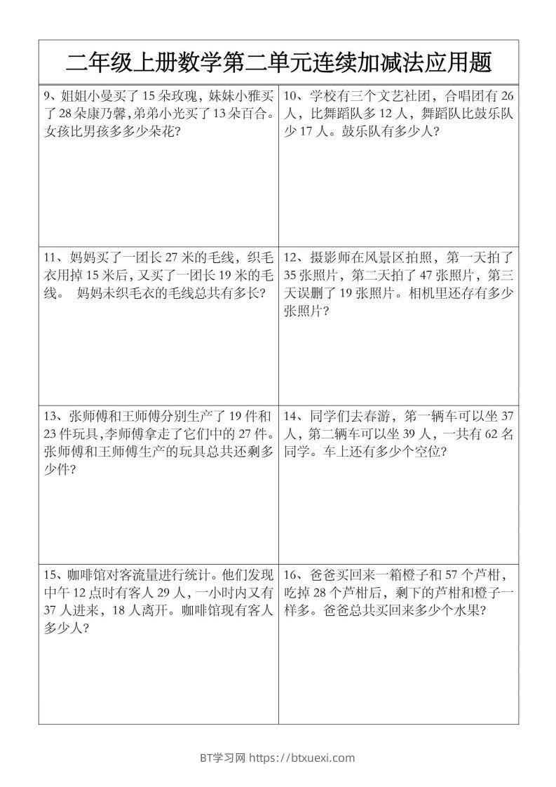 图片[2]-二上数学【第二单元】连续加减法应用题-BT学习网