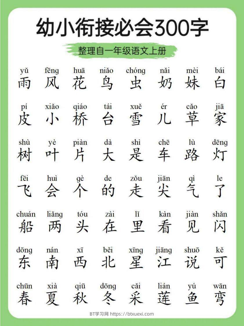 图片[2]-幼小衔接必会300字-BT学习网