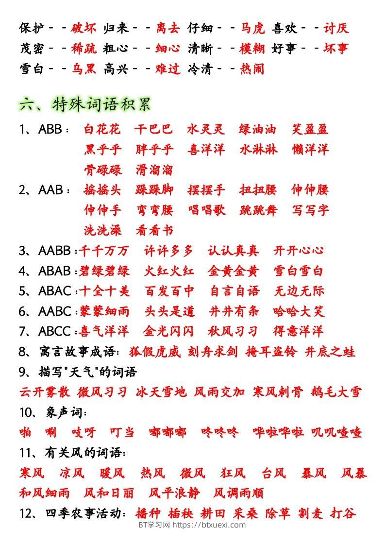 图片[3]-【全册重点考点归纳】二上语文-BT学习网